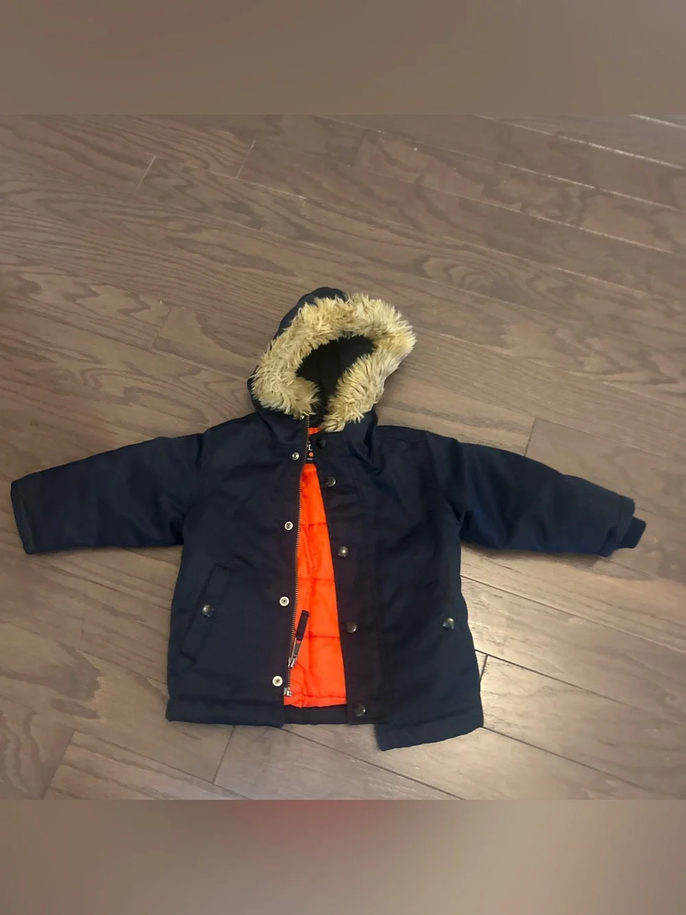 The children’s place Kids Navy Hooded Parka with Orange Lining